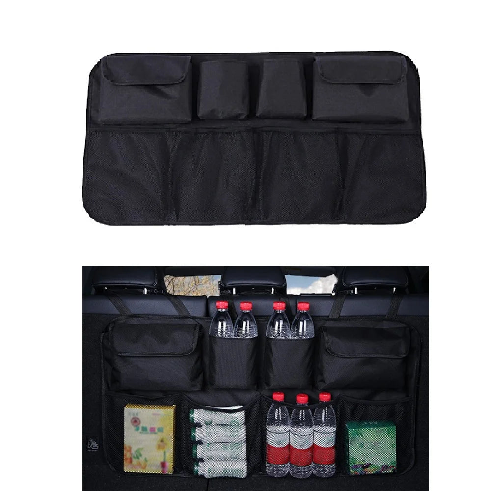 Auto Car Organizer Trunk Back Seat Universal Storage Bag Mesh Net Pocket - Black - 1