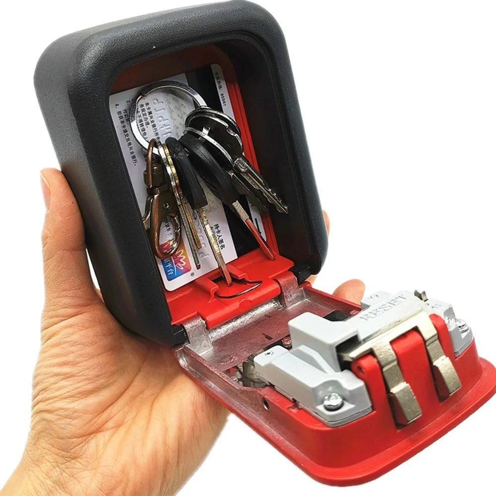 4-Digit Combination Lock Wall Mounted Key Storage Box Security Car Home Key Safe Box - Black - 4