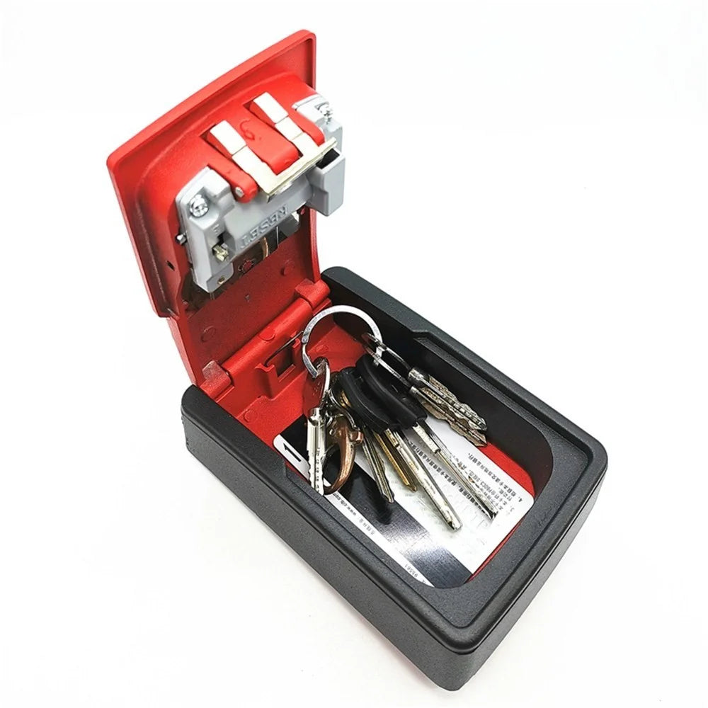 4-Digit Combination Lock Wall Mounted Key Storage Box Security Car Home Key Safe Box - Black - 5