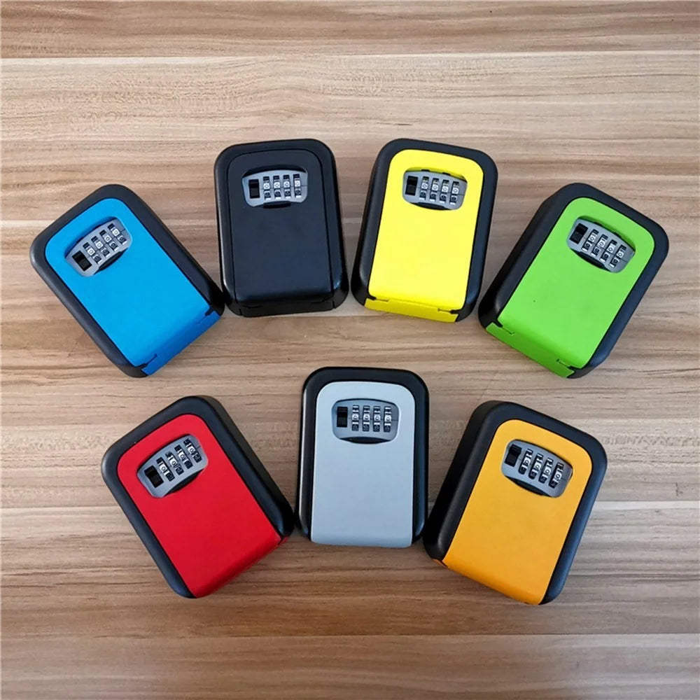 4-Digit Combination Lock Wall Mounted Key Storage Box Security Car Home Key Safe Box - Black - 7