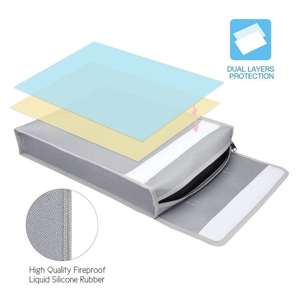 Fireproof Document Bag Document Holder Pouch Home Office Safe Bag Fire & Water Resistant File Folder Safe Storage for Laptop Jewelry Cash Valuables 400 * 300 * 65mm - 3
