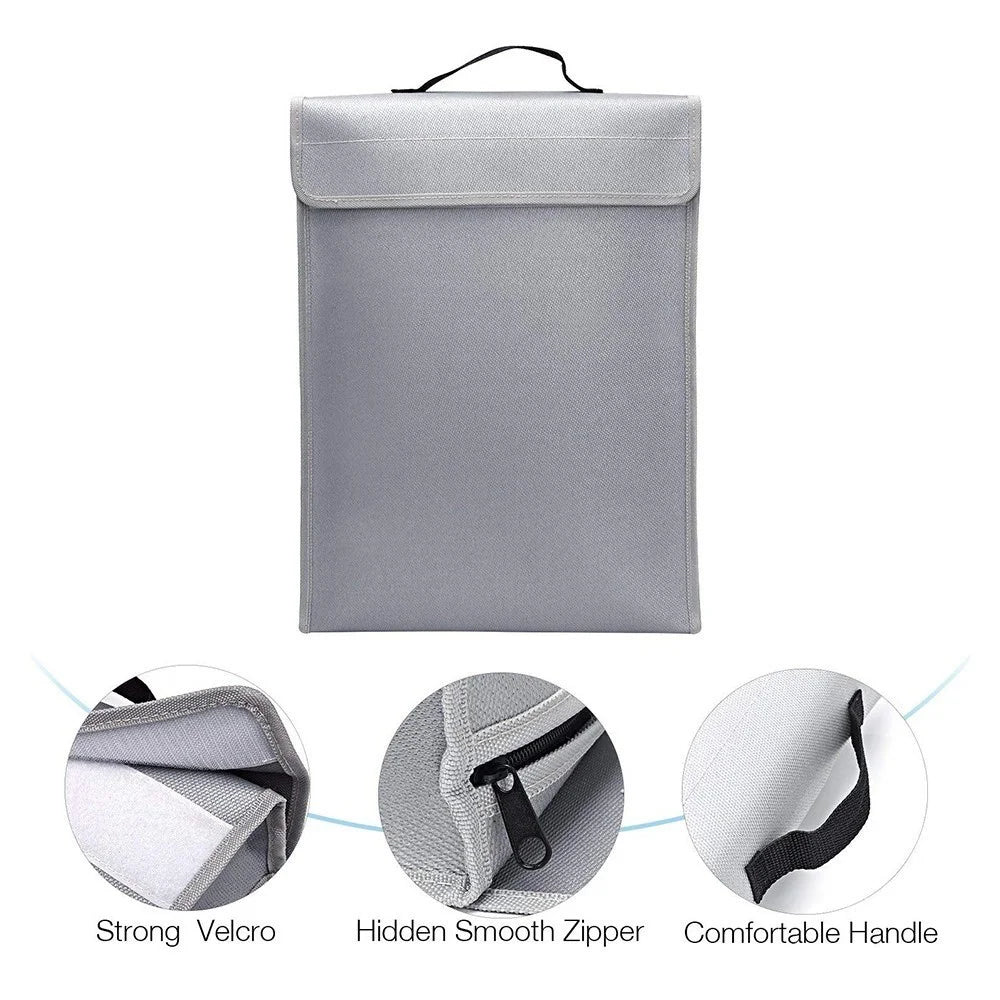 Fireproof Document Bag Document Holder Pouch Home Office Safe Bag Fire & Water Resistant File Folder Safe Storage for Laptop Jewelry Cash Valuables 400 * 300 * 65mm - 4