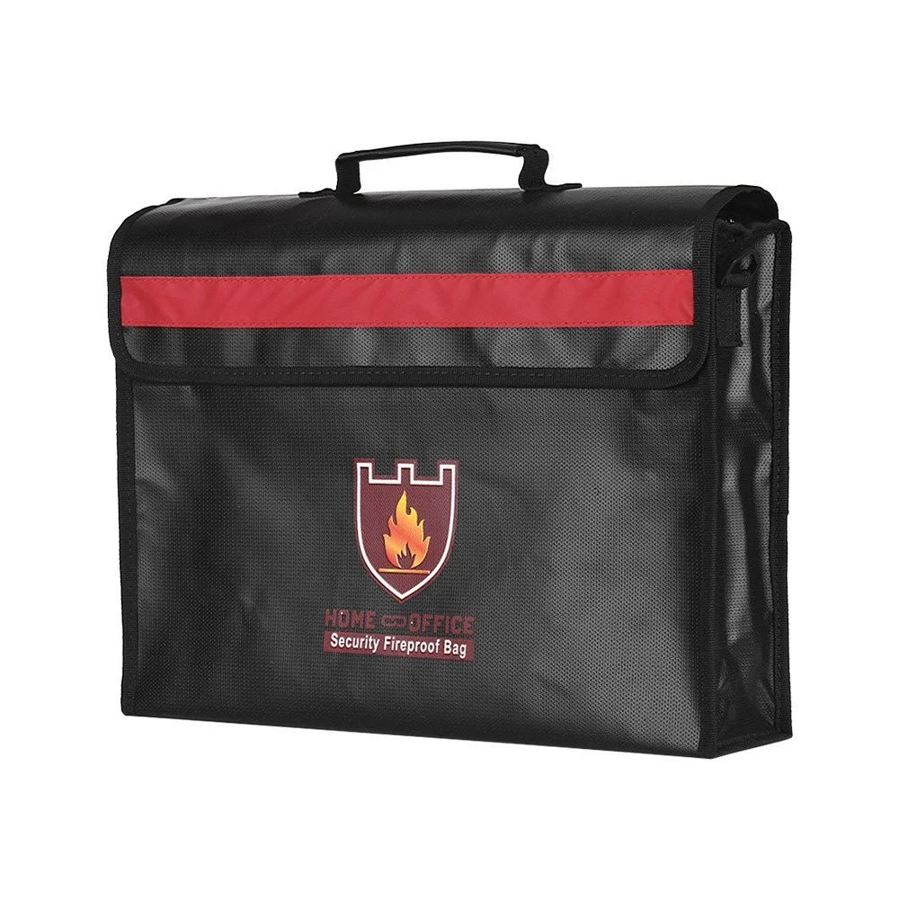 Large Fireproof Document Bag Waterproof Document Holder with Shoulder Strap Handle Safe Storage Bag Pouch - 1