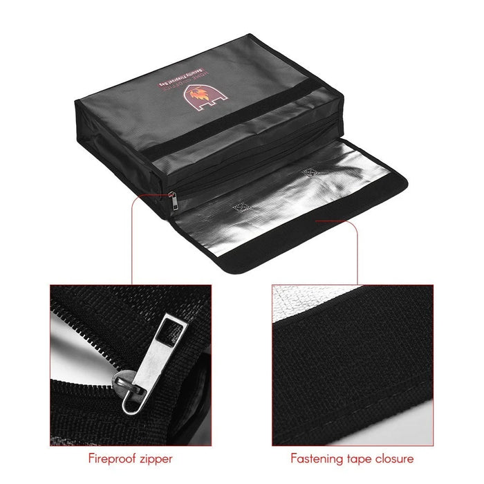 Large Fireproof Document Bag Waterproof Document Holder with Shoulder Strap Handle Safe Storage Bag Pouch - 4