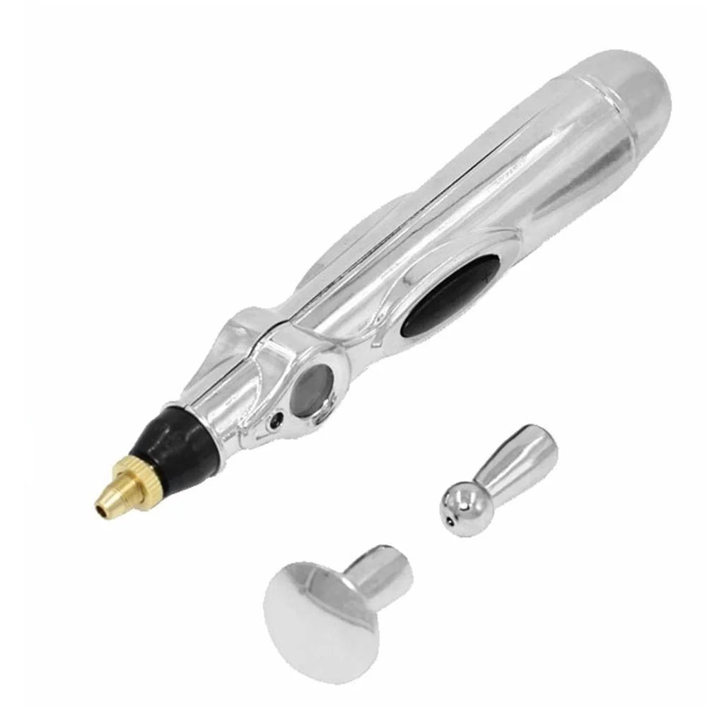 Electronic Acupuncture Pen Pain Relief Heal Massage Pen Acupuntura Body Head Leg Massage Tool - Silver - 1