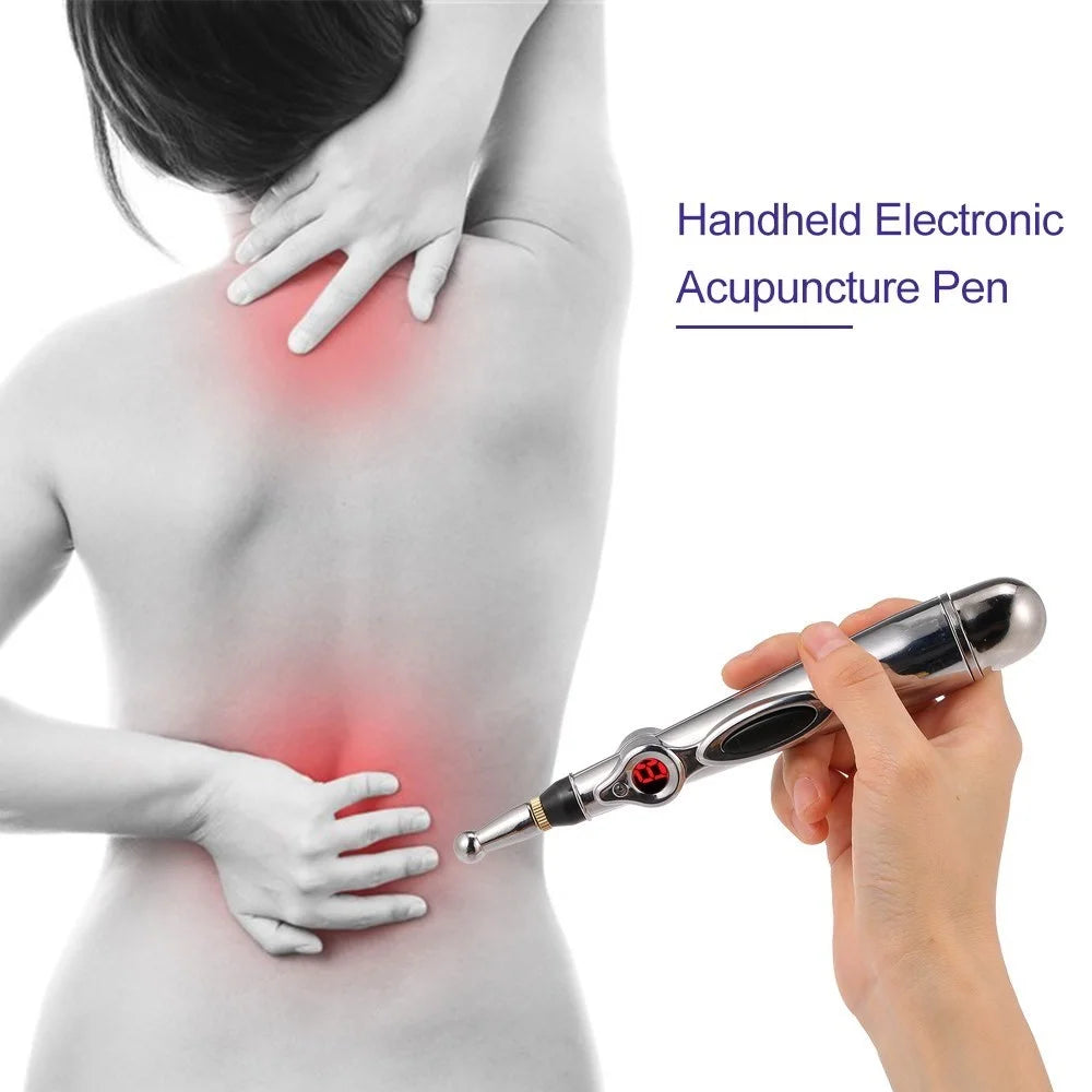 Electronic Acupuncture Pen Pain Relief Heal Massage Pen Acupuntura Body Head Leg Massage Tool - Silver - 5