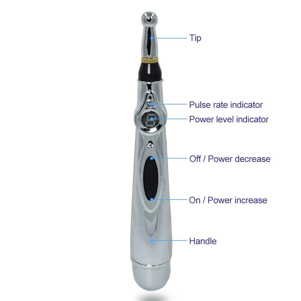 Electronic Acupuncture Pen Pain Relief Heal Massage Pen Acupuntura Body Head Leg Massage Tool - Silver - 6