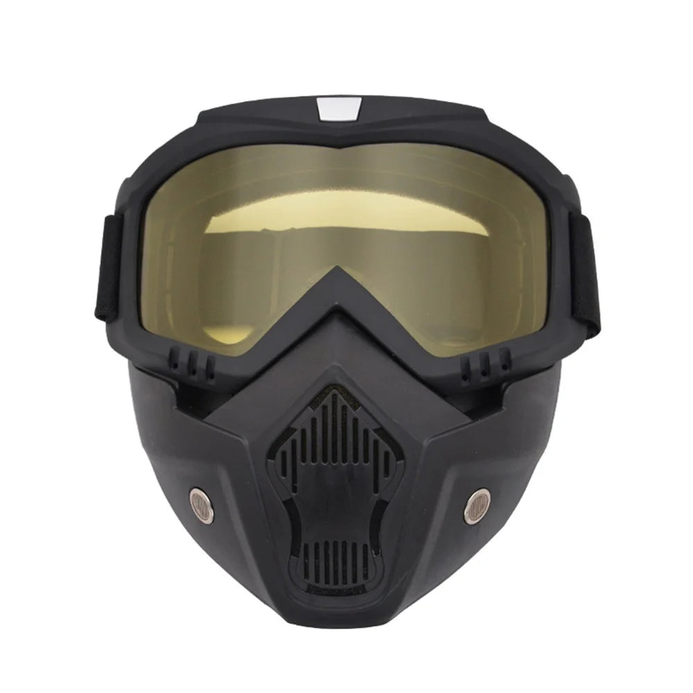 Motorcycle Goggles Mask Detachable Road Riding Windproof Helmet Glasses for Outdoor Activities - Yellow - 1