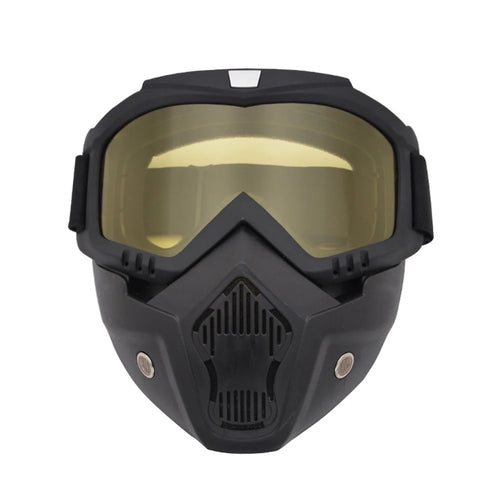 Motorcycle Goggles Mask Detachable Road Riding Windproof Helmet Glasses for Outdoor Activities - Yellow - 1