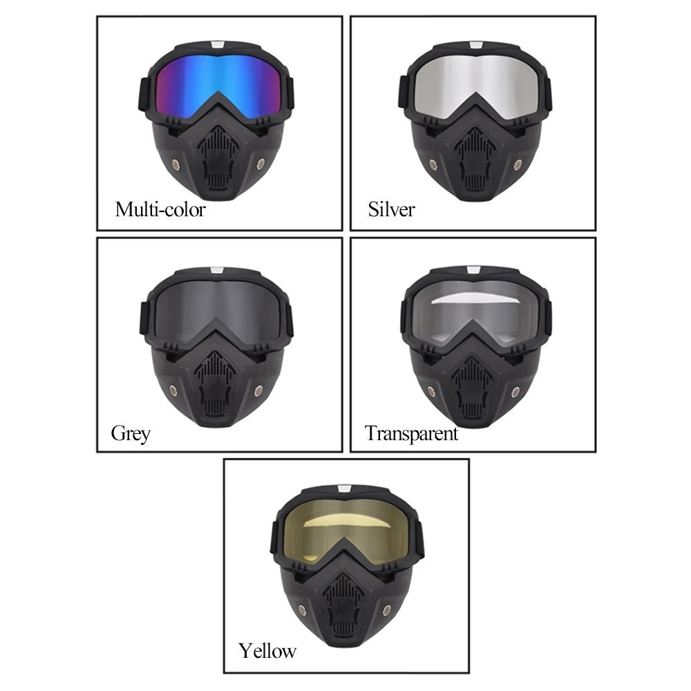 Motorcycle Goggles Mask Detachable Road Riding Windproof Helmet Glasses for Outdoor Activities - Yellow - 2