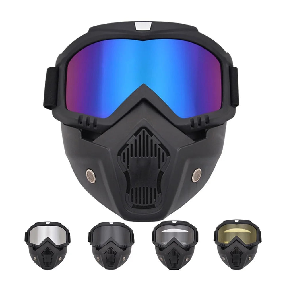 Motorcycle Goggles Mask Detachable Road Riding Windproof Helmet Glasses for Outdoor Activities - Yellow - 3
