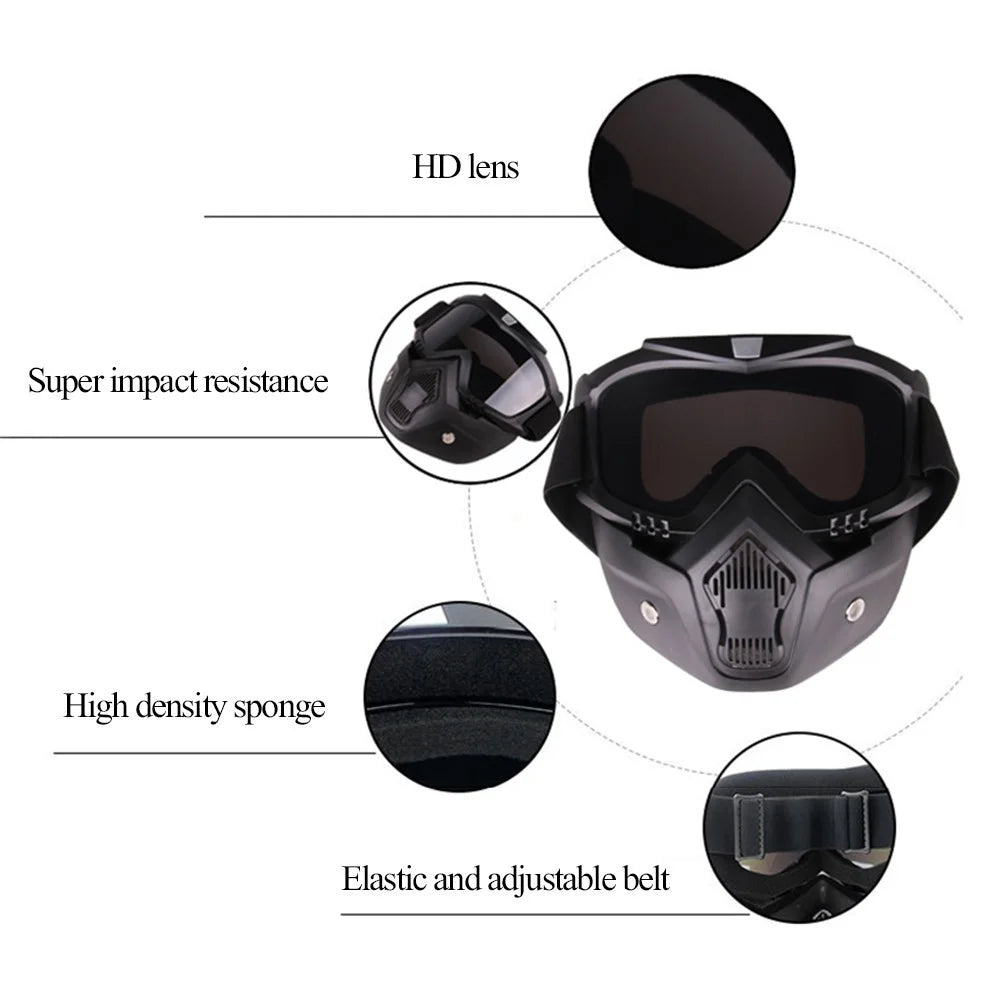 Motorcycle Goggles Mask Detachable Road Riding Windproof Helmet Glasses for Outdoor Activities - Yellow - 7
