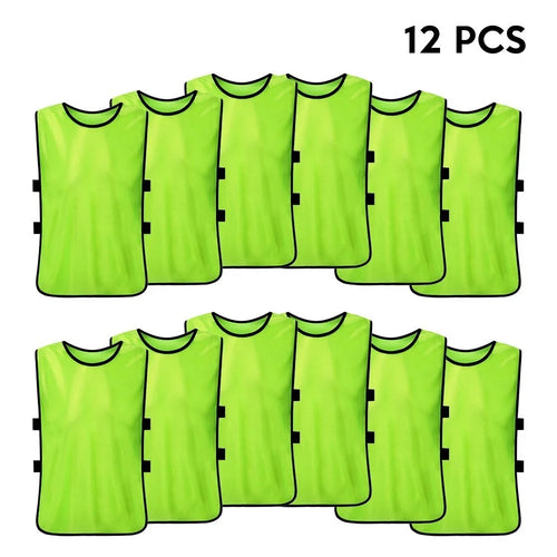 12PCS Adults Soccer Quick Drying Football Vest Practice Sports Vest Breathable Bibs - Fluorescent Green - 1