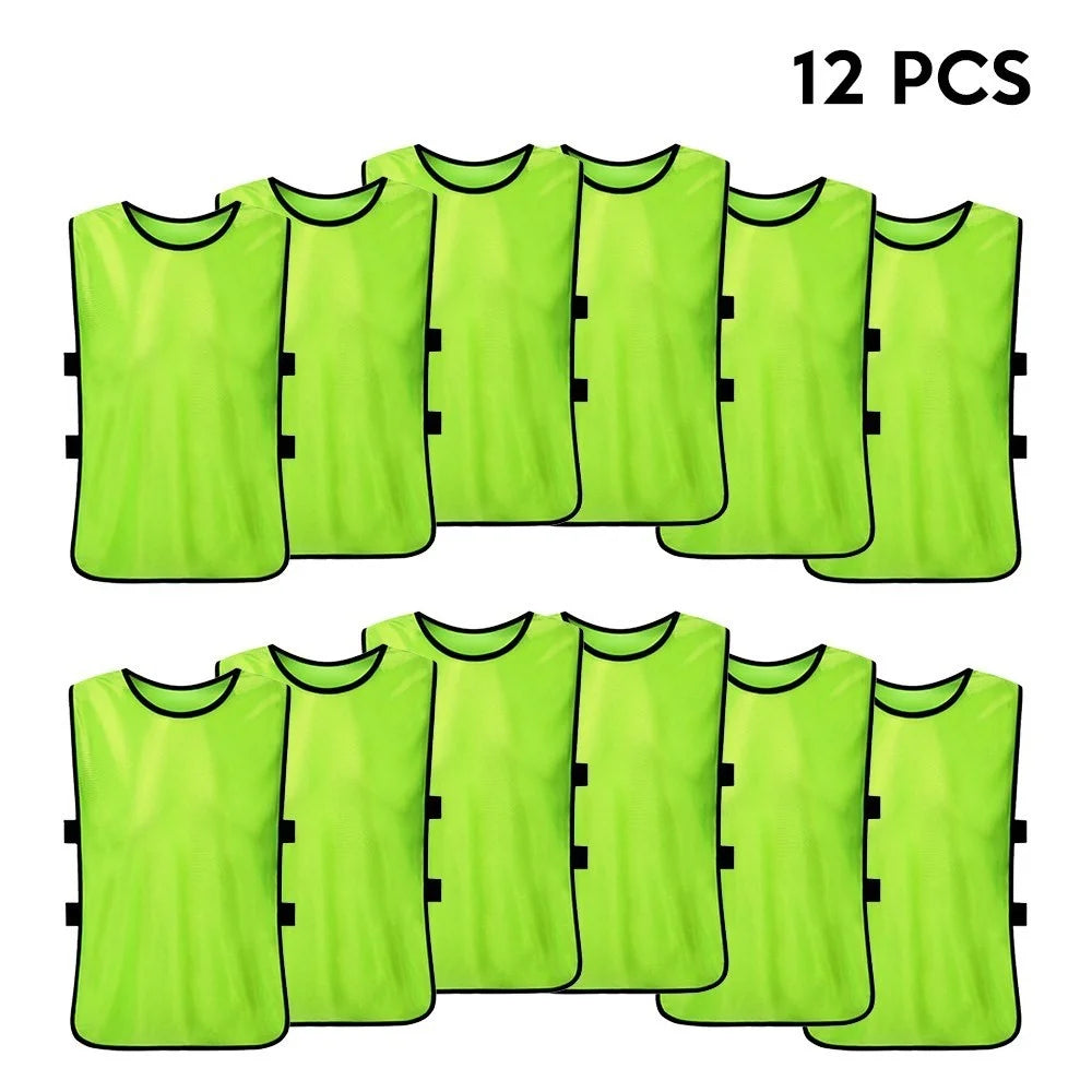 12PCS Adults Soccer Quick Drying Football Vest Practice Sports Vest Breathable Bibs - Fluorescent Green - 1