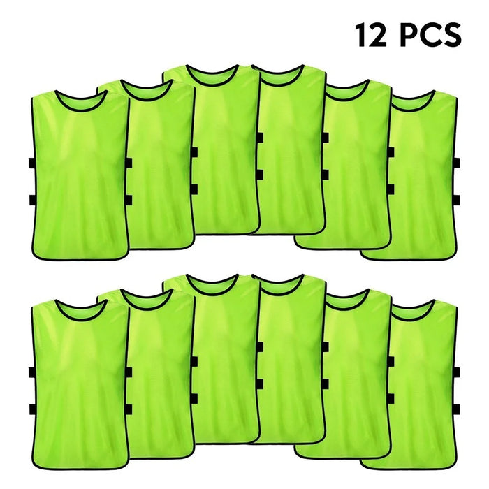 12PCS Adults Soccer Quick Drying Football Vest Practice Sports Vest Breathable Bibs - Fluorescent Green - 1