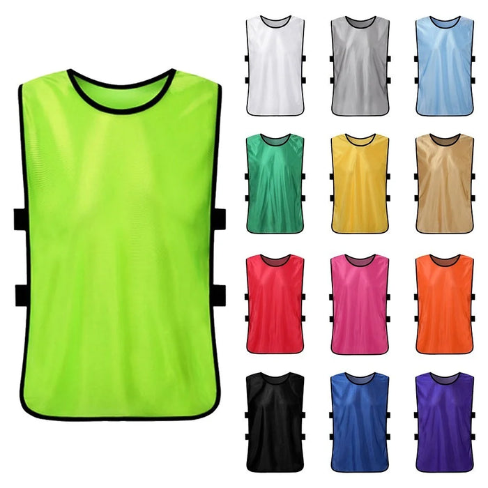 12PCS Adults Soccer Quick Drying Football Vest Practice Sports Vest Breathable Bibs - Fluorescent Green - 3