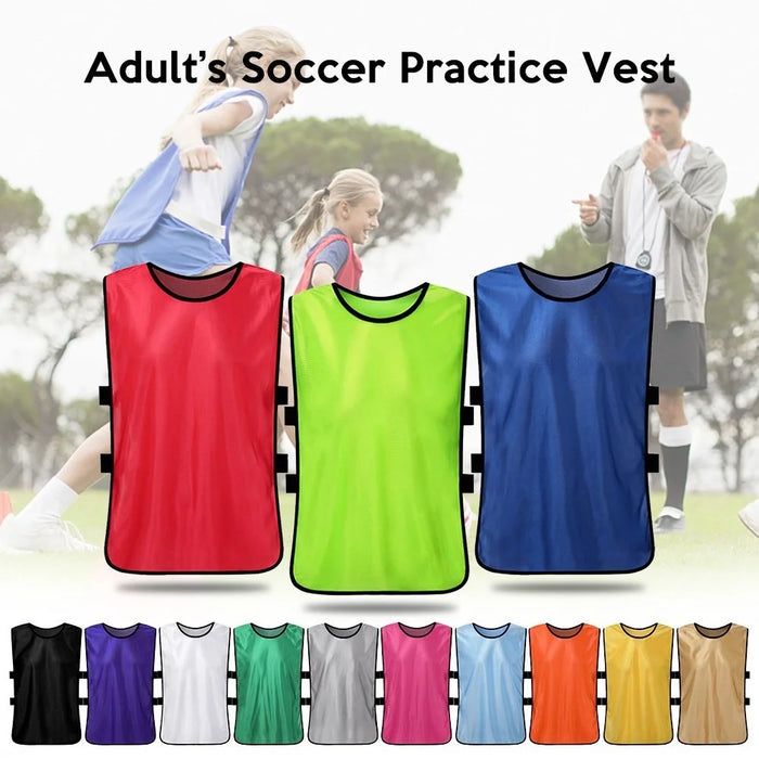 12PCS Adults Soccer Quick Drying Football Vest Practice Sports Vest Breathable Bibs - Fluorescent Green - 6