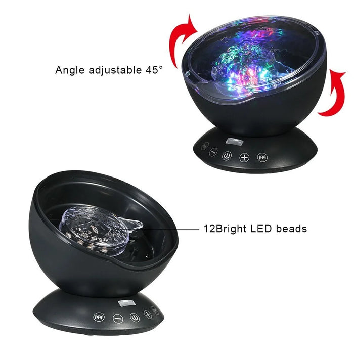 Multifunction Music Player with 4 Hypnotic Musics & Remote Control 12-LED & 7-Color Night Lights - White - 4