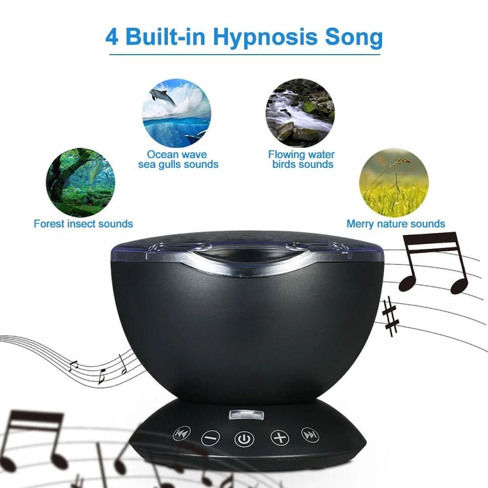 Multifunction Music Player with 4 Hypnotic Musics & Remote Control 12-LED & 7-Color Night Lights - White - 6