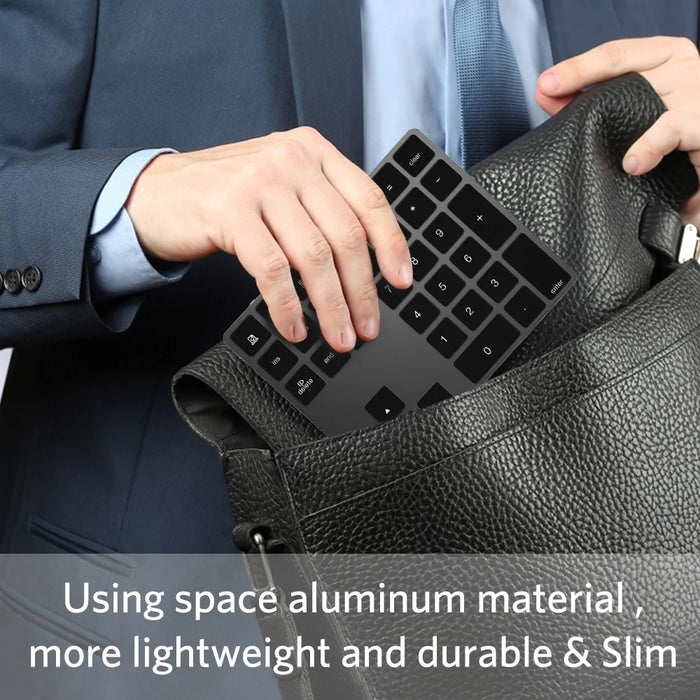 Aluminium 34-Key Wireless Numeric Bluetooth-compatible Keyboard Keypad for Windows/iOS/Android - Black - 2
