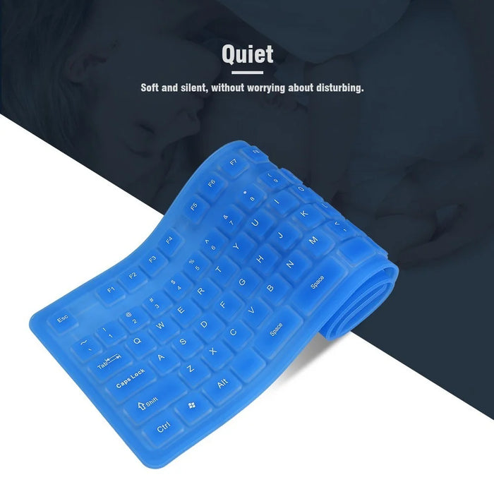 108 Keys USB Silicone Foldable Keyboard  Waterproof Dustproof USB Silent Keys - Pink - 4