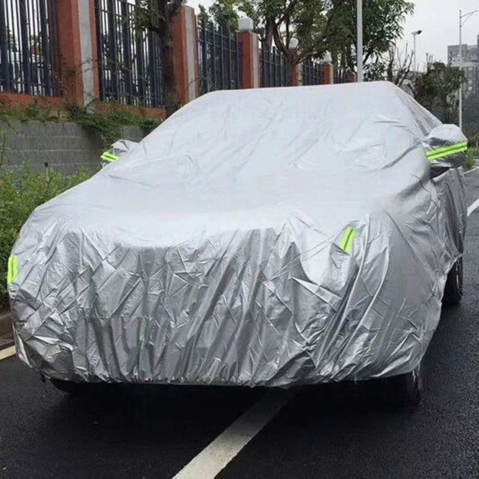 Car Cover Full Sedan Covers with Reflective Strip Sunscreen Protection Dustproof - Silver/Size: M - 3