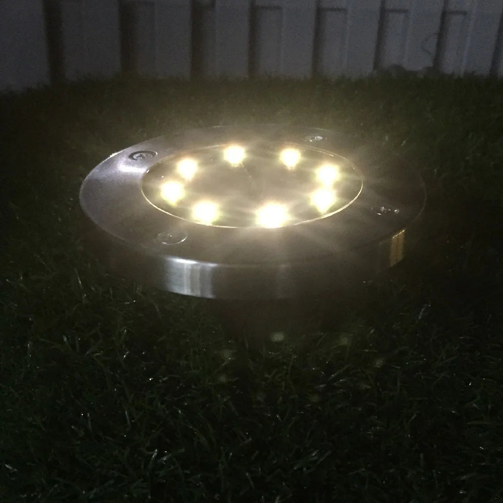 4Pcs Solar 8-LED Ground Light Stainless Steel Waterproof Outdoor Garden Pathway Patio Yard Stairs Light - Warm White - 3