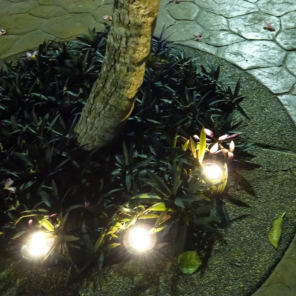 4Pcs Solar 8-LED Ground Light Stainless Steel Waterproof Outdoor Garden Pathway Patio Yard Stairs Light - Warm White - 4