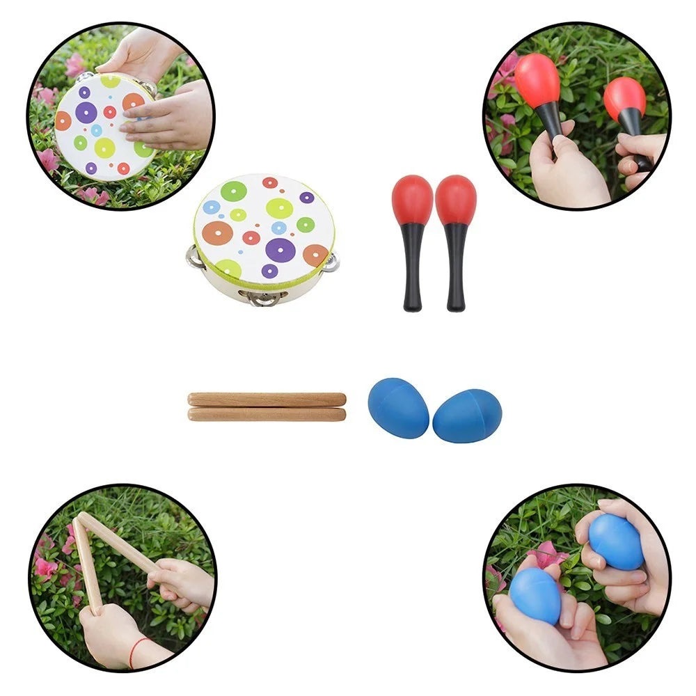 19Pcs / Set Tambourine Xylophone Barbell Musical Instrument Toy Kit Children Gift Educational Toys - 2