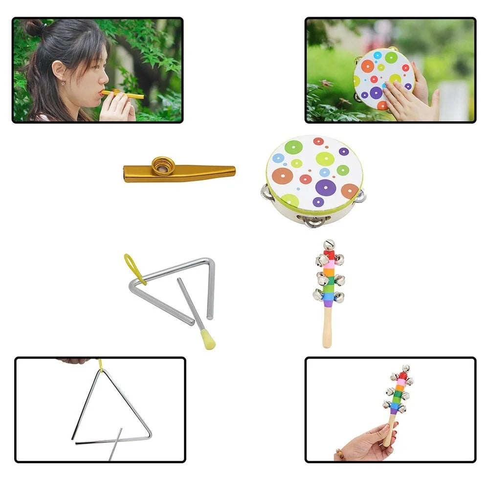 19Pcs / Set Tambourine Xylophone Barbell Musical Instrument Toy Kit Children Gift Educational Toys - 3