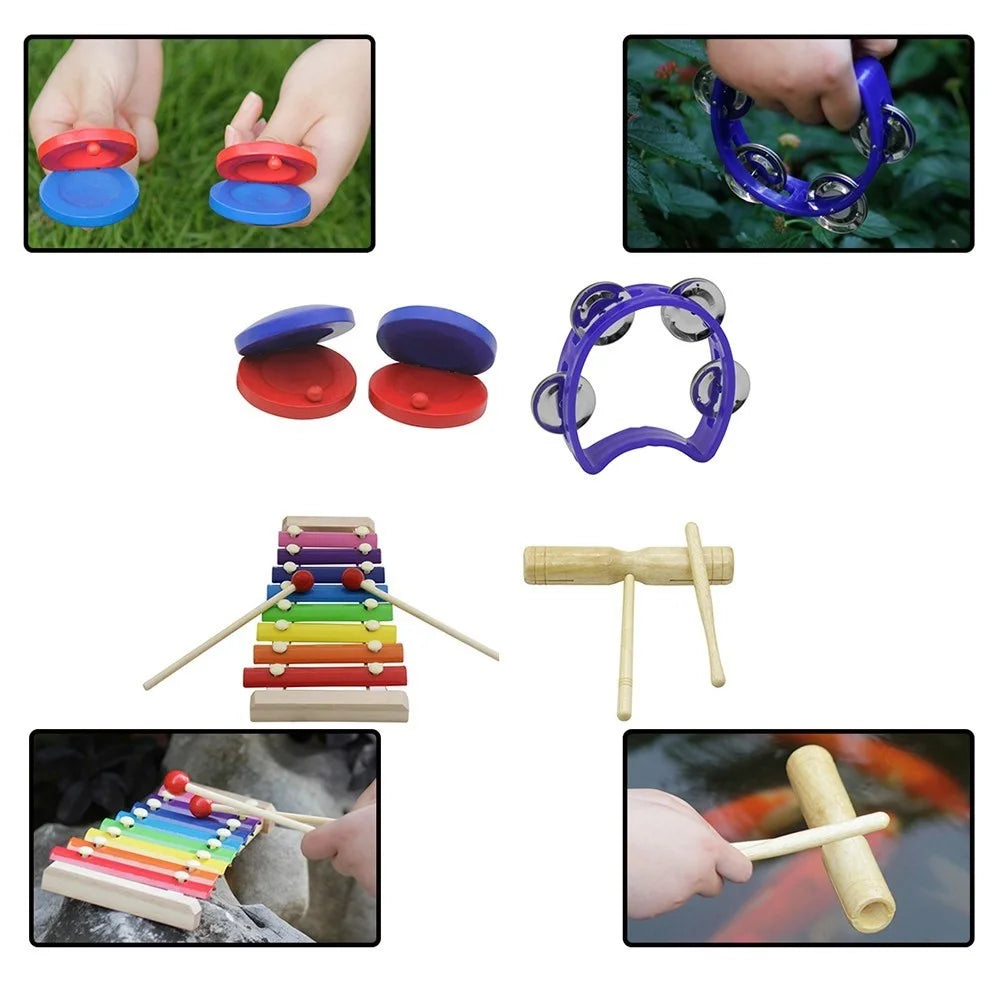 19Pcs / Set Tambourine Xylophone Barbell Musical Instrument Toy Kit Children Gift Educational Toys - 4