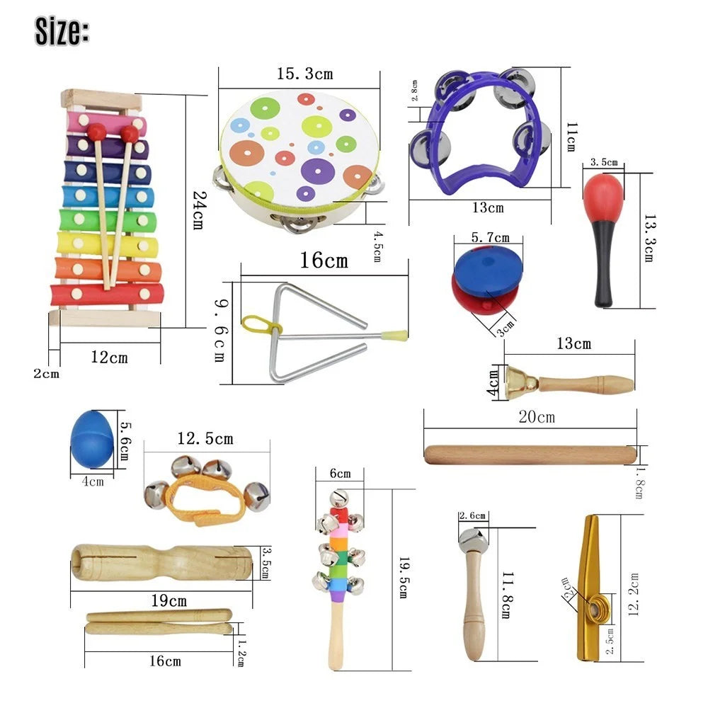19Pcs / Set Tambourine Xylophone Barbell Musical Instrument Toy Kit Children Gift Educational Toys - 5