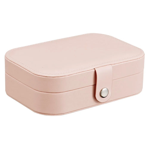 Jewelry Box Organizer Double Layer for Necklace Earring Rings PU Leather Jewelry Holder Case - Pink - 1