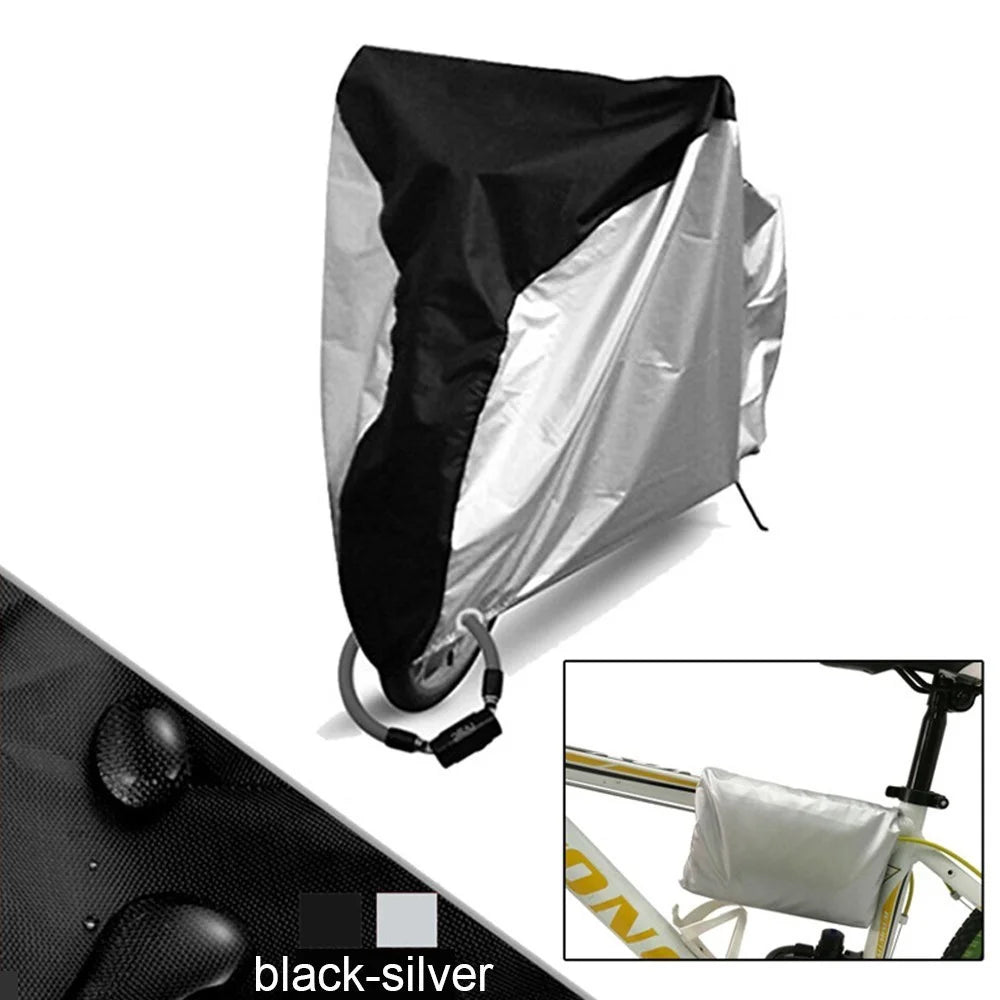 Outdoor Waterproof Bicycle Cover Rain Sun Dustproof Bike Cover with Lock Hole - Black/Silver/M - 4