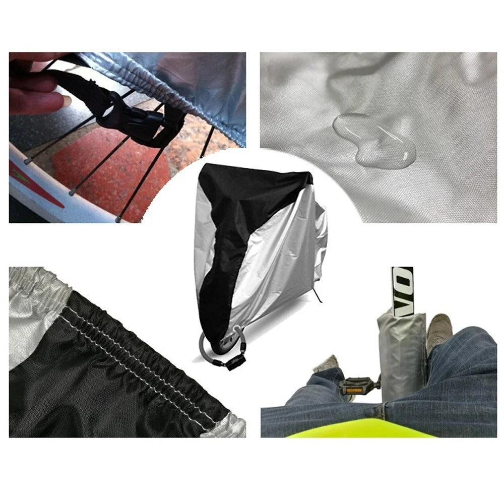 Outdoor Waterproof Bicycle Cover Rain Sun Dustproof Bike Cover with Lock Hole - Black/Silver/M - 5