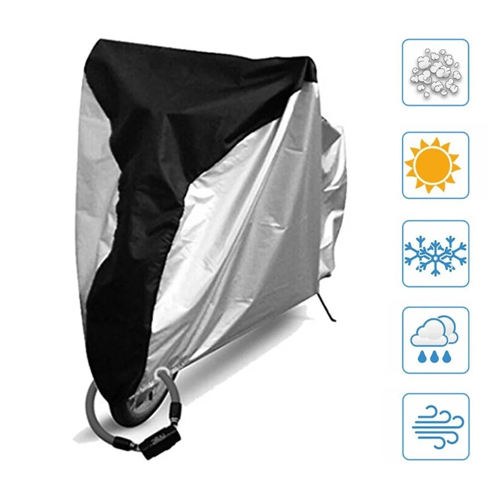 Outdoor Waterproof Bicycle Cover Rain Sun Dustproof Bike Cover with Lock Hole - Black/Silver/M - 6