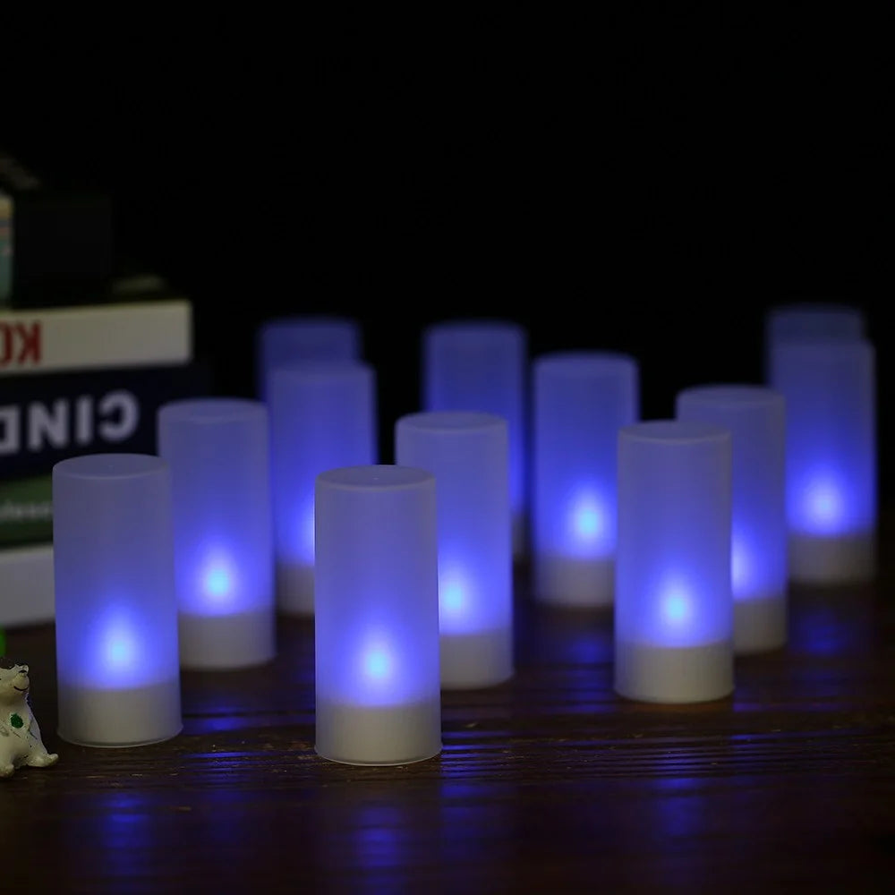 12Pcs/Set Color Changing LED Flickering Flameless Tealight Candle Lights with Charging Base for Christmas Party Festivals - EU Plug - 3