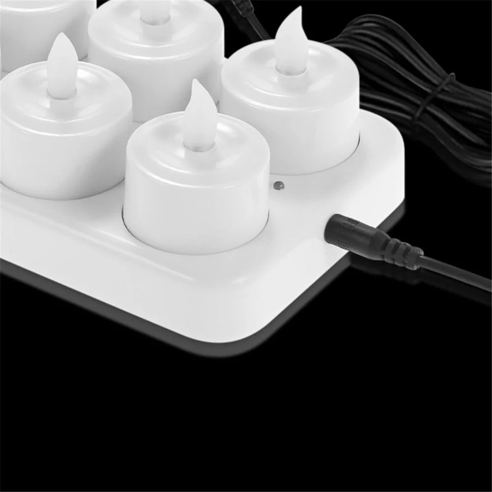 12Pcs/Set Color Changing LED Flickering Flameless Tealight Candle Lights with Charging Base for Christmas Party Festivals - EU Plug - 4