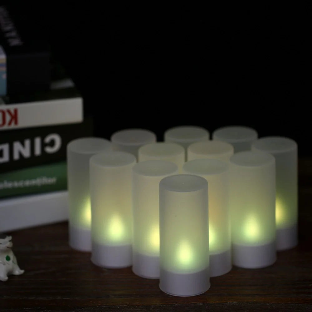 12Pcs/Set Color Changing LED Flickering Flameless Tealight Candle Lights with Charging Base for Christmas Party Festivals - EU Plug - 5
