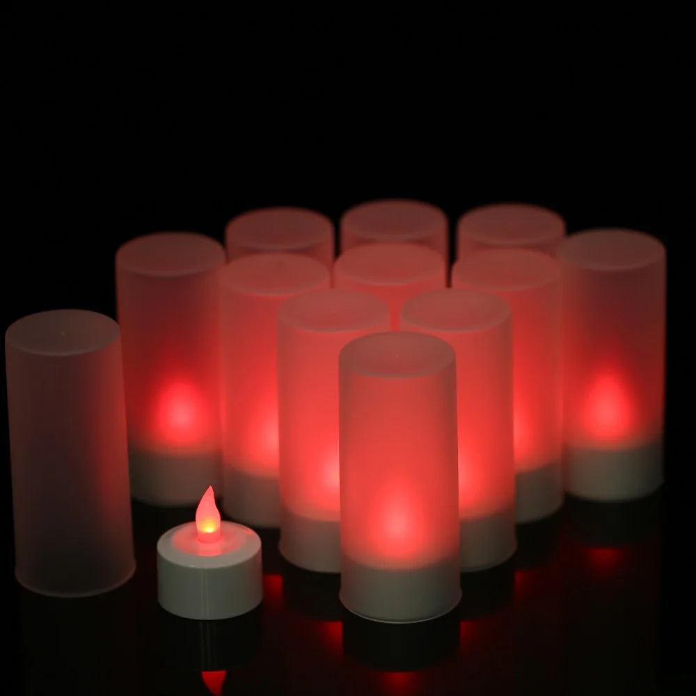 12Pcs/Set Color Changing LED Flickering Flameless Tealight Candle Lights with Charging Base for Christmas Party Festivals - EU Plug - 6