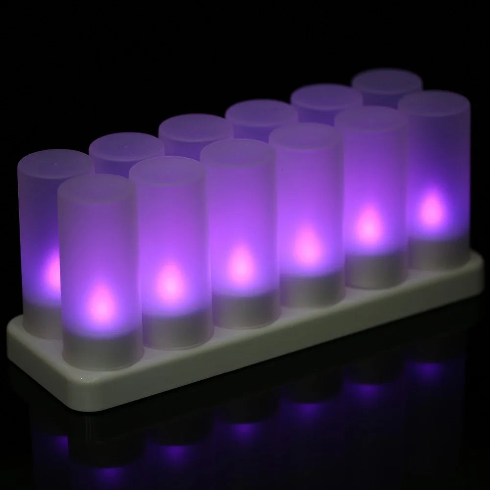 12Pcs/Set Color Changing LED Flickering Flameless Tealight Candle Lights with Charging Base for Christmas Party Festivals - EU Plug - 7