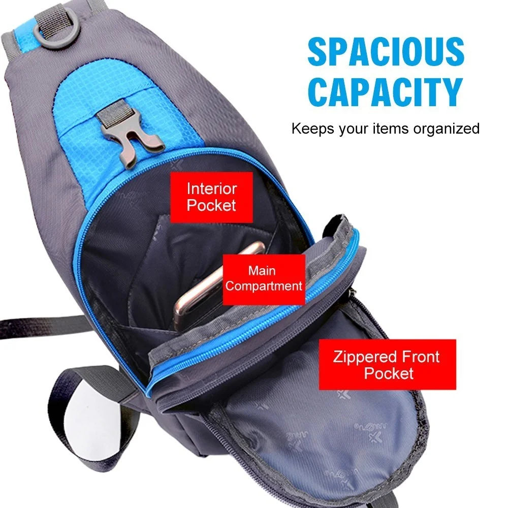 Men Women Chest Crossbody Bag Sling Backpack Travel Sports Gym Daypack Shoulder Bag - Black - 3