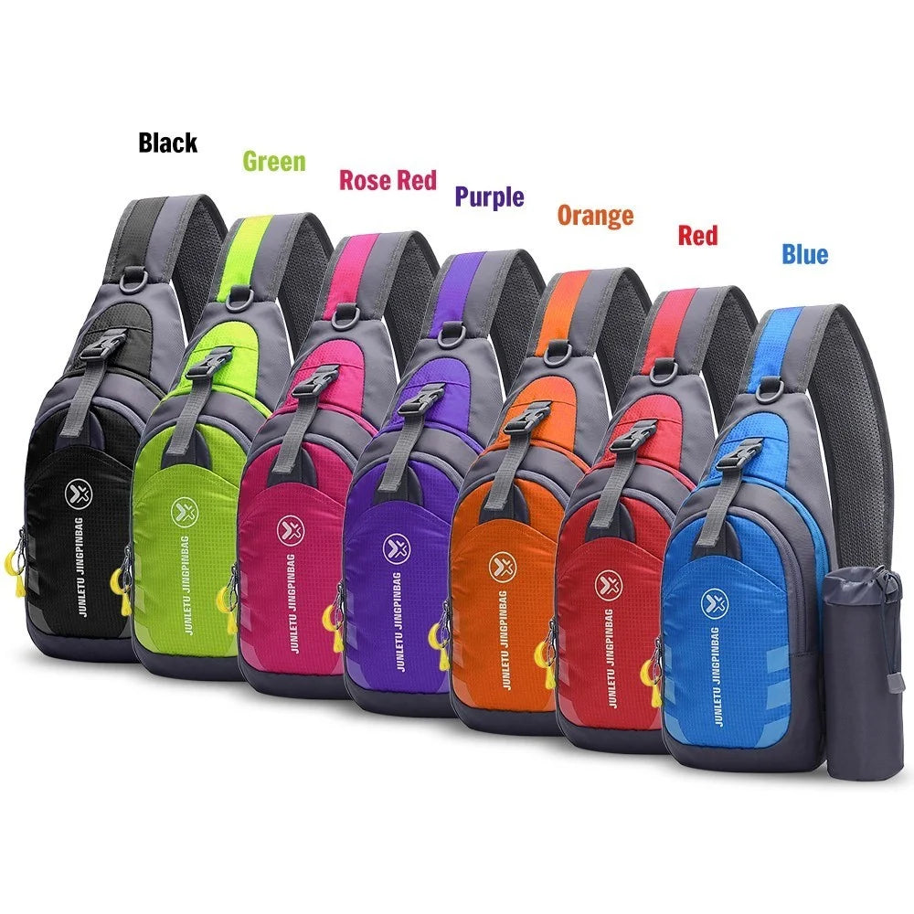 Men Women Chest Crossbody Bag Sling Backpack Travel Sports Gym Daypack Shoulder Bag - Black - 6