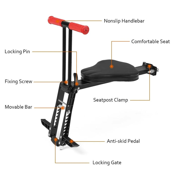 Foldable Child Kids Saddle Bicycle Bike Seat Front Mount Children Safety Front Seat Saddle Carrier - 7