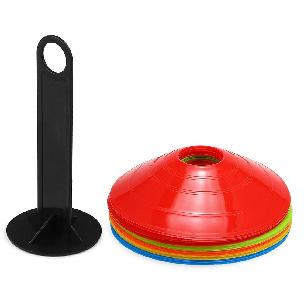 AGILITY 25 Pcs/Set Lightweight Durable Disc Cone Set Multi-Sport Training Space Cones with Plastic Stand Holder for Soccer Football Ball Game - 5