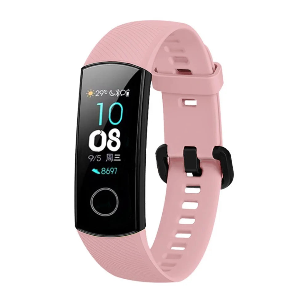 Silicone Bracelet Strap Watch Strap Adjustable Wristband Replacement for Honor Band 5 - Pink - 2