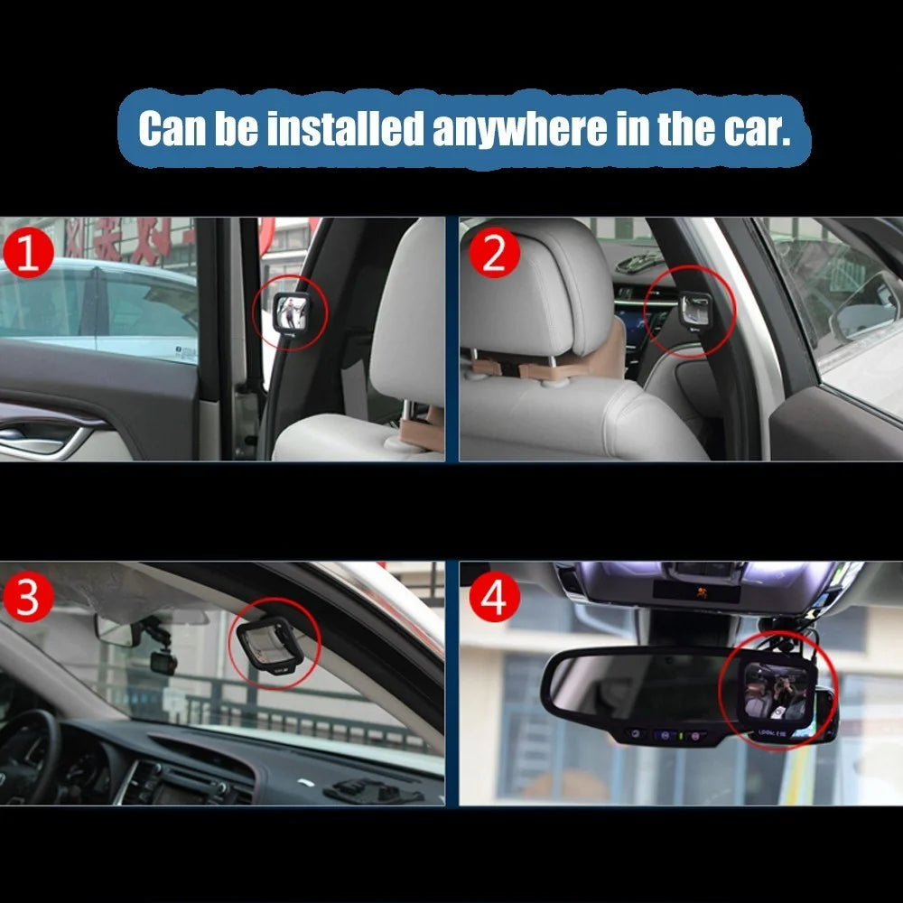 270 Degrees Wide Angle Car Rear Passenger Magnet Mirror Car Auxiliary Rearview Universal Interior Mirror Eliminate Blind Point for Car Safety Backseat - 3