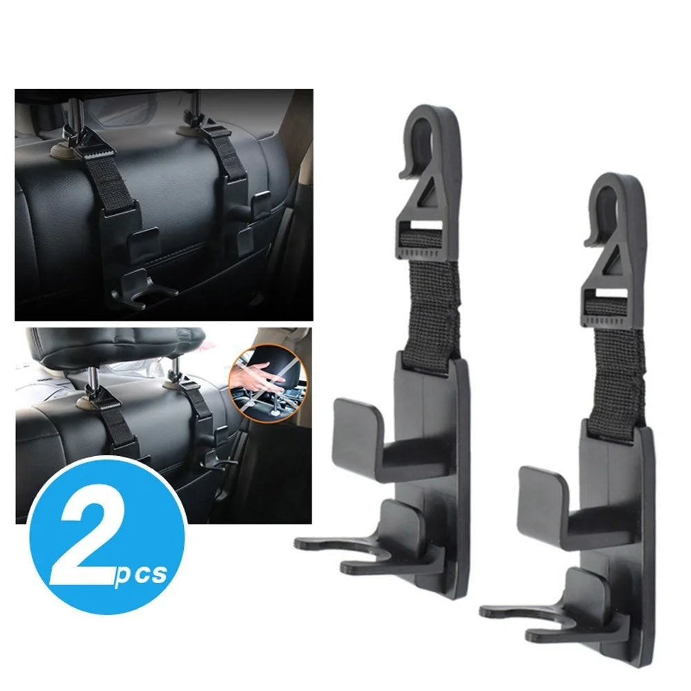 2Pcs/Set Universal Car Headrest Hooks Auto Back Seat Hanger Easy Installation Storage Bottle Holder - 1