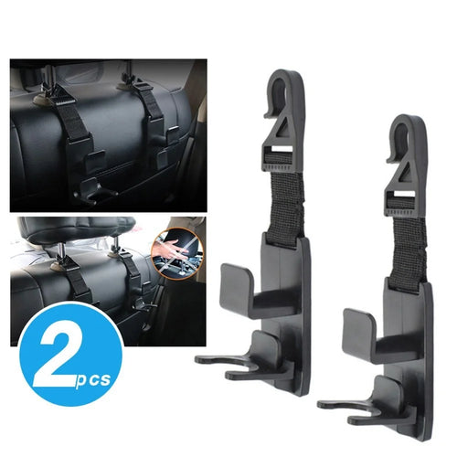 2Pcs/Set Universal Car Headrest Hooks Auto Back Seat Hanger Easy Installation Storage Bottle Holder - 1