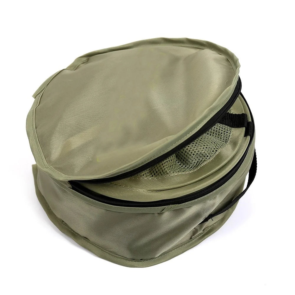 8 Layers Hanging Basket Folding Drying Rack Herb Dry Mesh Net 600mm Diameter - Army Green - 6